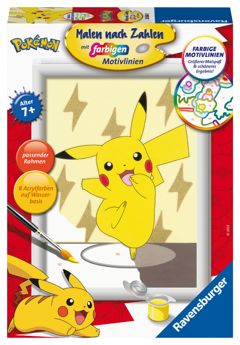 Ravensburger Malen nach Zahlen 20084 - Pikachu – Pokémon Motiv für Kinder ab 7 Jahren