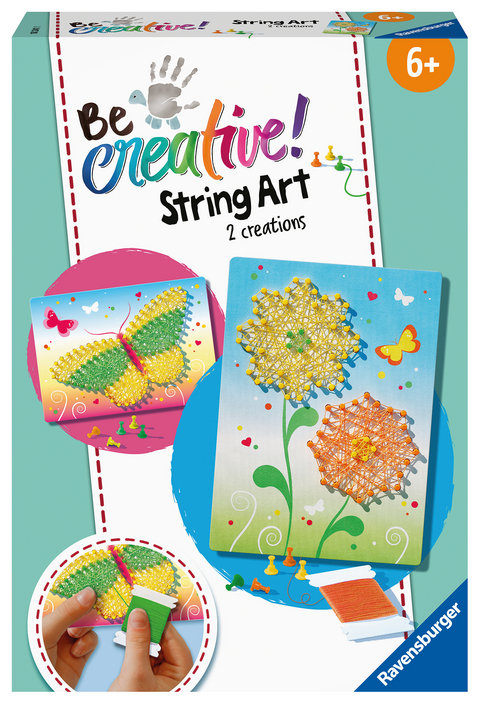 Ravensburger 18241 BeCreative String Art Schmetterlinge – Kreative Fadenbilder mit Schmetterling und Blüten, für Kinder ab 6 Jahren