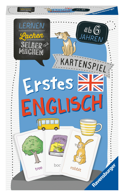 Ravensburger 80543 - Lernen Lachen Selbermachen: Erstes Englisch, Kinderspiel ab 6 Jahren, Lernspiel für 1-4 Spieler, Kartenspiel - Kirstin Jebautzke