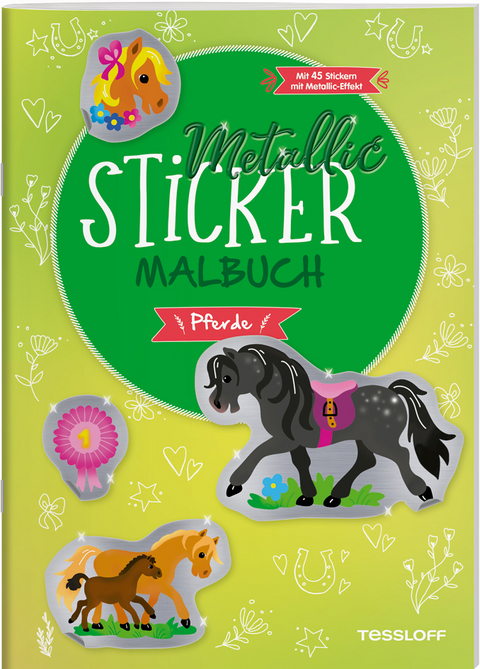 Metallic-Sticker Malbuch. Pferde