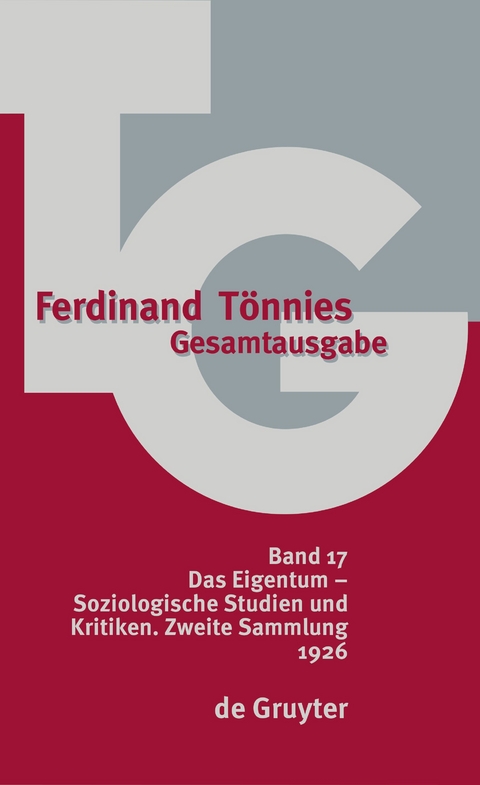 Ferdinand Tönnies: Gesamtausgabe (TG) / 1926 - 