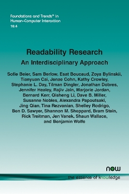 Readability Research - Sofie Beier, Sam Berlow, Esat Boucaud, Zoya Bylinskii, Tianyuan Cai