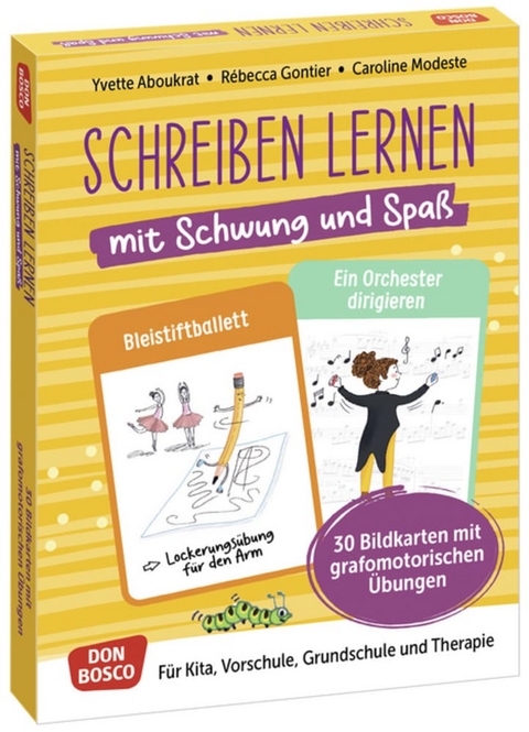 Schreiben lernen mit Schwung und Spaß. 30 Bildkarten mit grafomotorischen Übungen, m. 1 Beilage - Yvette Aboukrat, Rébecca Gontier