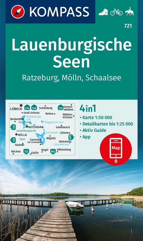 Lauenburgische Seen, Ratzeburg, Mölln, Schaalsee 1:50.000