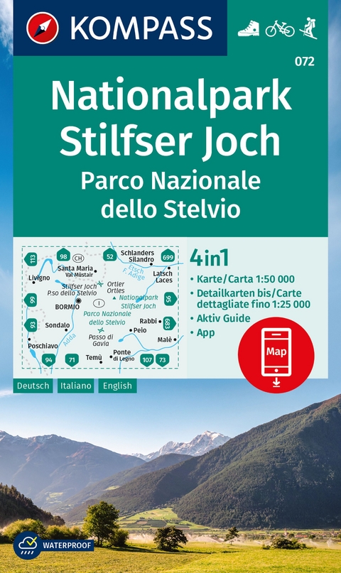 KOMPASS Wanderkarte 072 Nationalpark Stilfser Joch / Parco Nazionale dello Stelvio 1:50.000