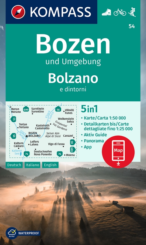 KOMPASS Wanderkarte 54 Bozen und Umgebung / Bolzano e dintorni 1:50.000