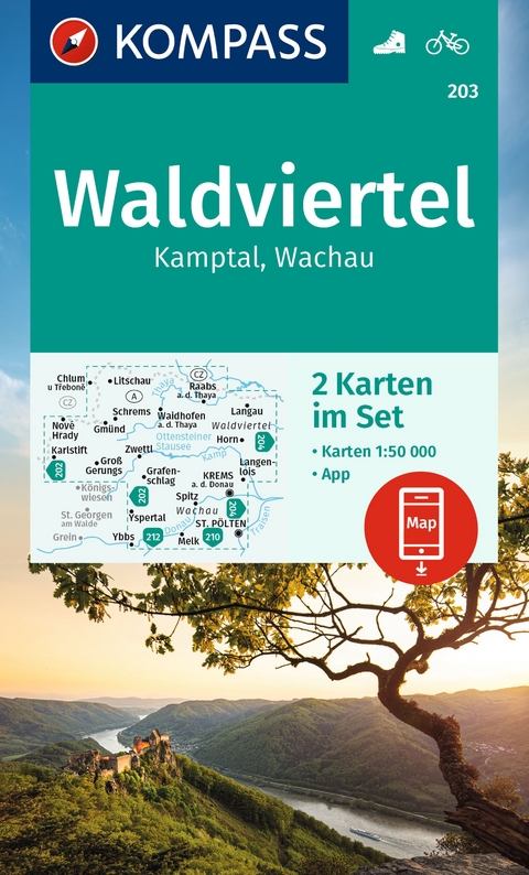 Waldviertel, Kamptal, Wachau (2 Karten) 1:50.000