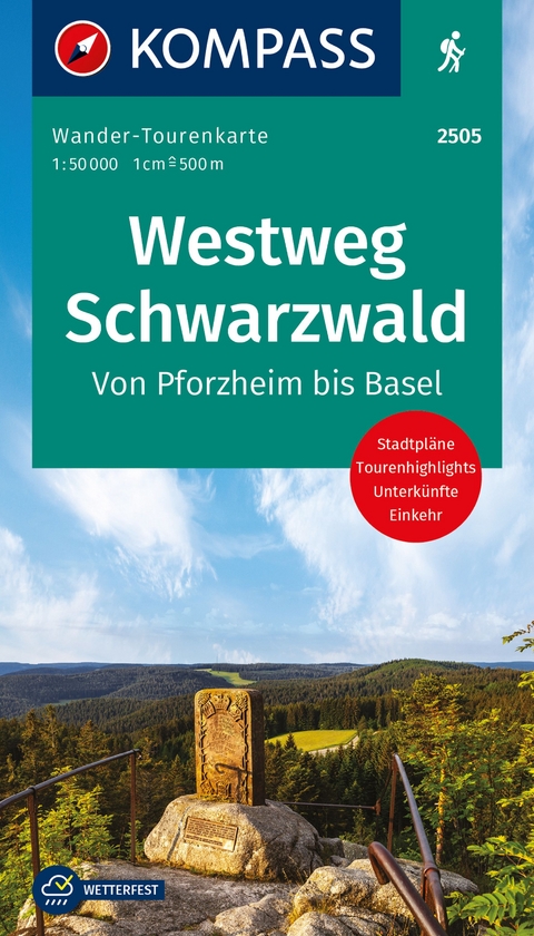 KOMPASS Wander-Tourenkarte Westweg Schwarzwald 1:50.000