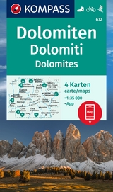 KOMPASS Wanderkarten-Set 672 Dolomiten, Dolomiti, Dolomites (4 Karten) 1:35.000