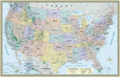 U.S. Map Poster (32 X 50 Inches) - Laminated - Mapping Specialists