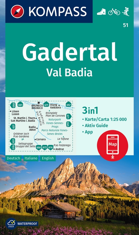 KOMPASS Wanderkarte 51 Gadertal / Val Badia 1:25.000