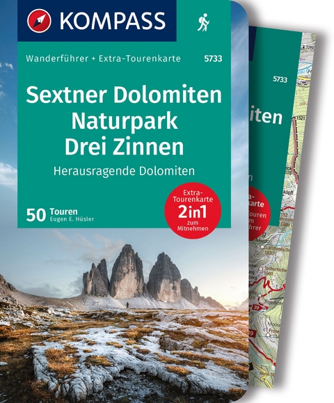 KOMPASS Wanderführer Sextner Dolomiten, Naturpark Drei Zinnen - Herausragende Dolomiten, 50 Touren mit Extra-Tourenkarte - Eugen E Hüsler