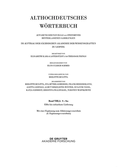 Althochdeutsches Wörterbuch / Band VIII,1: -scaffa–scuz. 11.-17. Lieferung - 