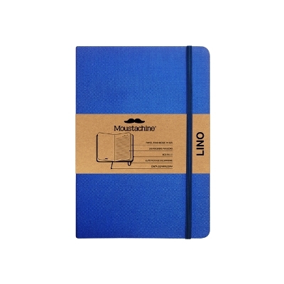 Moustachine Classic Linen Large Indigo Blue Lined Hardcover