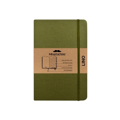 Moustachine Classic Linen Hardcover Military Green Lined Pocket