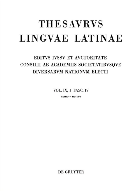 Thesaurus linguae Latinae. . / nemo – netura - 