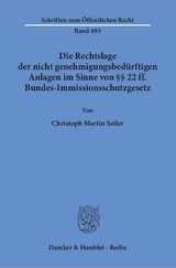 Die Rechtslage der nicht genehmigungsbedürftigen Anlagen im Sinne von §§ 22 ff. Bundes-Immissionsschutzgesetz. - Christoph Martin Seiler