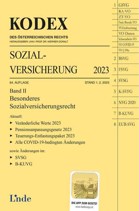KODEX Sozialversicherung 2023, Band II - Elisabeth Brameshuber
