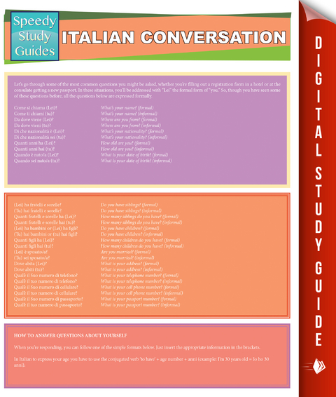 Italian Conversation (Speedy Study Guides) -  Speedy Publishing