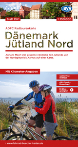 ADFC-Radtourenkarte DK1 Dänemark/Jütland Nord 1:150.000, reiß- und wetterfest, E-Bike geeignet, GPS-Tracks Download, mit Bett+Bike Symbolen, mit Kilometer-Angaben - 