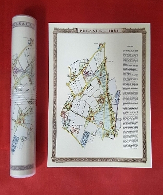 Pelsall village 1884 - Old Map supplied Rolled in a Clear Two Part Screw Presentation Tube - Print Size 45cm x 32cm - Mapseeker Publishing