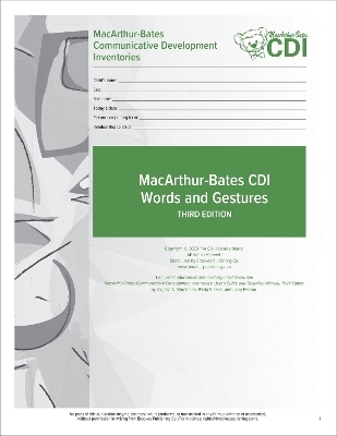 MacArthur-Bates Communicative Development Inventories (CDI) Words and Gestures Forms - Larry Fenson, Virginia Marchman, Donna Thal, Philip Dale, J. Reznick