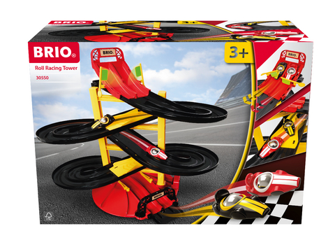 BRIO – 30550 Rennbahn-Turm mit zwei Rennwagen | Rennwagen-Spielzeugset für Kinder ab 3 Jahren