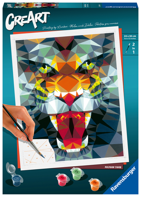 Ravensburger CreArt - Malen nach Zahlen 23514 – Polygon Tiger – ab 12 Jahren