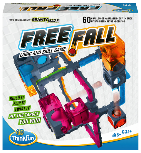ThinkFun - 76548 – Free Fall – Schwerkraft auf einem neuen Level! Logikspiel für Mädchen und Jungen ab 8 Jahren. Von den Machern von Gravity Maze.