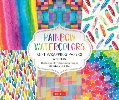 Rainbow Watercolors Gift Wrapping Papers - 6 sheets - 