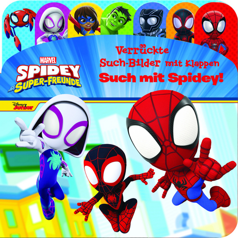 Marvel Spidey und seine Super-Freunde - Verrückte Such-Bilder mit Klappen - Such mit Spidey! - Pappbilderbuch mit 20 Klappen - Wimmelbuch für Kinder ab 18 Monaten -  Phoenix International Publications Germany GmbH