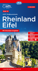 ADFC-Radtourenkarte 15 Rheinland /Eifel 1:150.000, reiß- und wetterfest, E-Bike geeignet, GPS-Tracks Download, mit Bett+Bike Symbolen, mit Kilometer-Angaben - 
