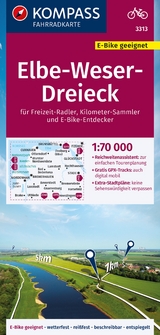 KOMPASS Fahrradkarte 3313 Elbe-Weser-Dreieck 1:70.000 - 