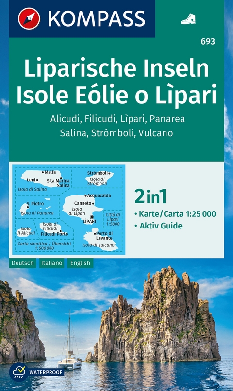 Liparische Inseln, Isole Eólie o Lìpari, Alicudi, Filicudi, Lìpari, Panarea, Salina, Strómboli, Vulcano 1:25.000