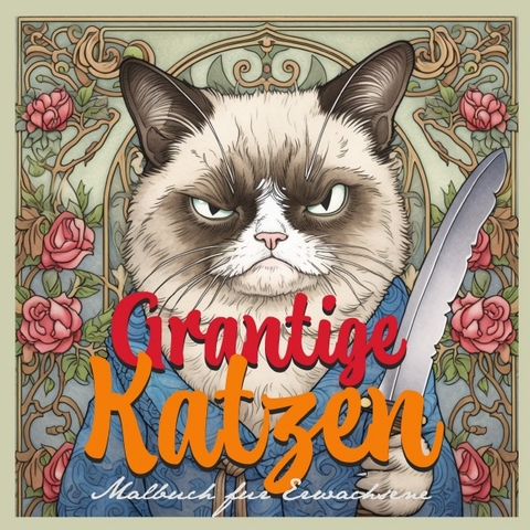 Grantige Katzen Malbuch für Erwachsene Graustufen - Monsoon Publishing