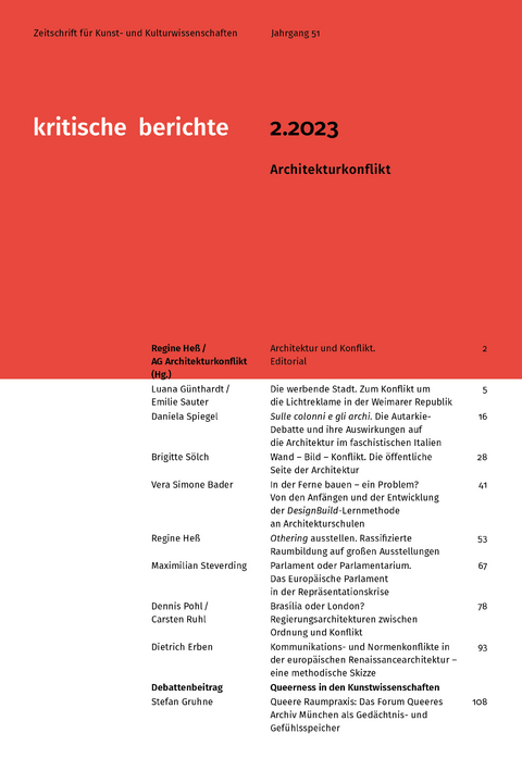 Kritische Berichte : Zeitschrift für Kunst- und Kulturwissenschaften / Jahrgang 51, Heft 2.2023 - 