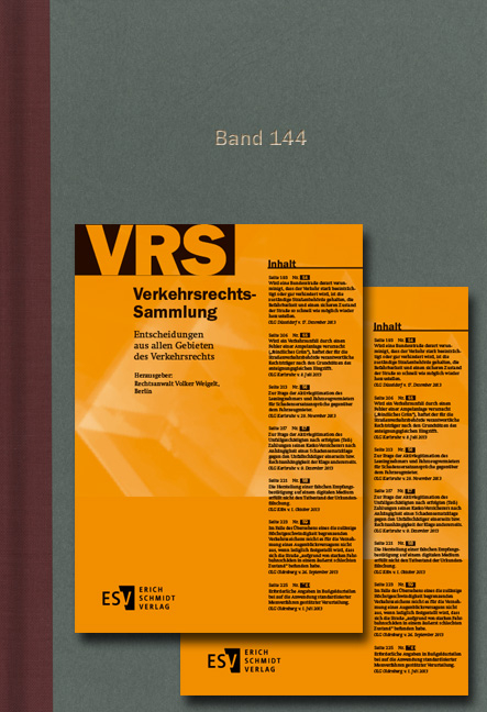 Verkehrsrechts-Sammlung (VRS). Entscheidungen aus allen Gebieten des Verkehrsrechts / Verkehrsrechts-Sammlung (VRS) Band 144 - Volker Weigelt