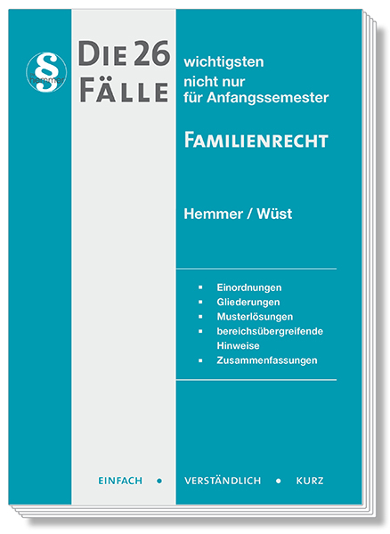 Die 26 wichtigsten Fälle Familienrecht - Karl-Edmund Hemmer, Achim Wüst,  Merklein