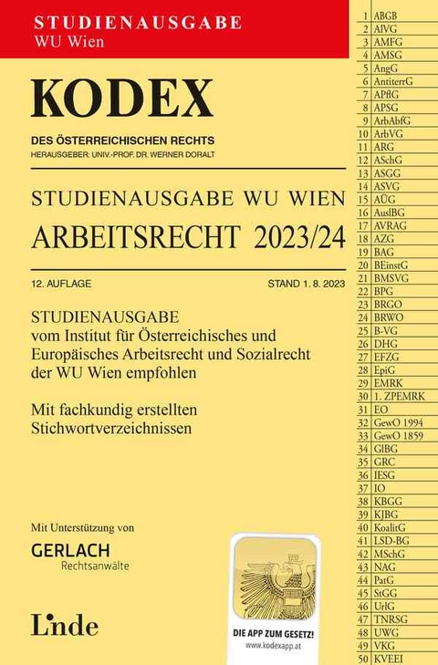 KODEX Studienausgabe Arbeitsrecht WU 2023/24 - 