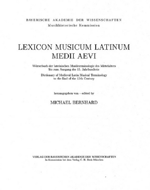 Lexicon Musicum Latinum Medii Aevi 19. Faszikel - Fascicle 19 (tractus - Z) - 