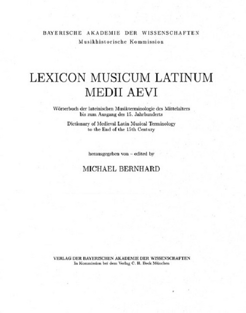 Lexicon Musicum Latinum Medii Aevi Einbanddecke zu Band 2