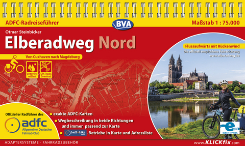 ADFC-Radreiseführer Elberadweg Nord 1:75.000 praktische Spiralbindung, reiß- und wetterfest, GPS-Tracks Download - Otmar Steinbicker