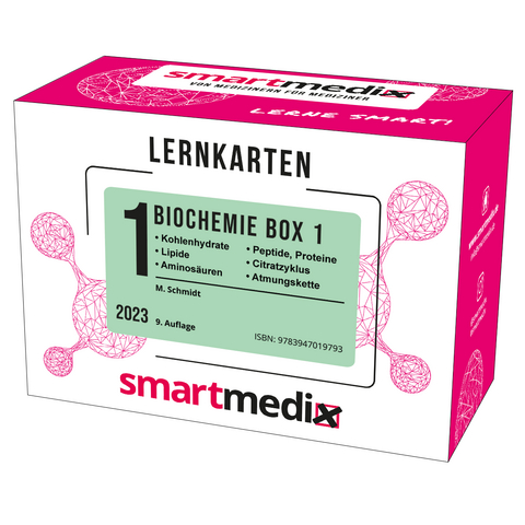 SmartMedix Lernkarten Biochemie Box 1: Kohlenhydrate, Lipide, Aminosäuren und ihre Stoffwechsel, Peptide und Proteine, Citratzyklus und Atmungskette - Melissa Schmidt