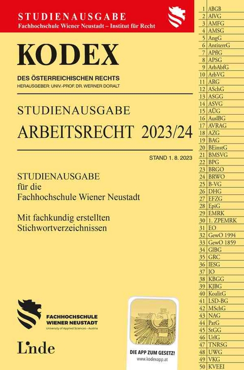 KODEX Studienausgabe Arbeitsrecht FH Wr. Neustadt 2023/24 - 