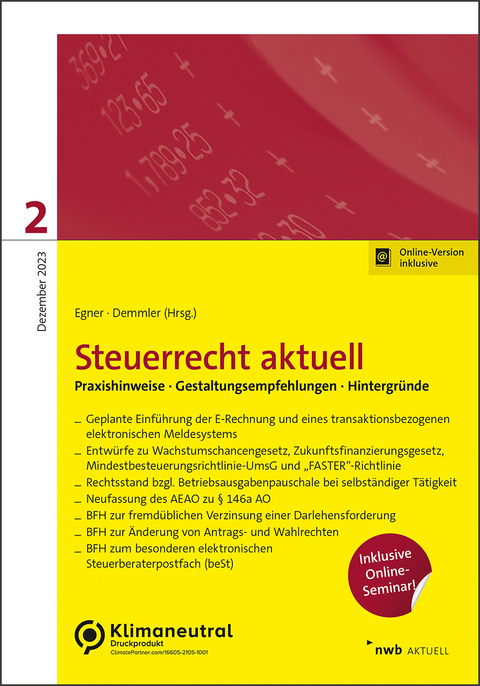 Steuerrecht aktuell 2/2023 - Thomas Bruckbauer, Iring Christopeit, Verena Drummer, Uwe Demmler, Thomas Egner, Lars-Oliver Farwick, Matthias Gries, Sebastian Hagenkamp, Anna-Lena Kalb, Christian Kappelmann, Thomas Lorenz, Pia Müller, Christoph Schmidt, Sonja Stockburger, Johannes Stößel, Maximilian Vetter, Sebastian Zerbe