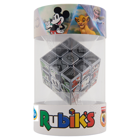 ThinkFun - 76545 - Rubik's Cube Disney 100 - Der Disney-Cube im exklusiven Platin-Look, zum 100 jährigen Disney-Jubiläum. Ein Sammlerstück und Denkspiel für Erwachsene und Kinder ab 8 Jahren