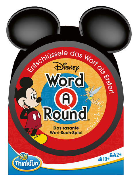 ThinkFun - 76549 – WordARound-Disney - Das Wortsuchspiel. Entschlüssle das Wort als Erster! Ein Suchspiel für 2-4 Spieler ab 10 Jahren.