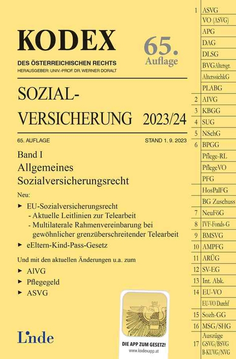 KODEX Sozialversicherung 2023/24, Band I - Elisabeth Brameshuber