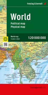 World map, political - physical, english, 1:20.000.000, folded, freytag & berndt - 