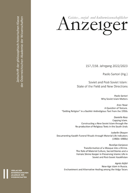 Geistes-, sozial- und kulturwissenschaftlicher Anzeiger — Zeitschrift der philosophisch-historischen Klasse der Österreichischen Akademie der Wissenschaften, 157./158. Jahrgang (2022/2023)